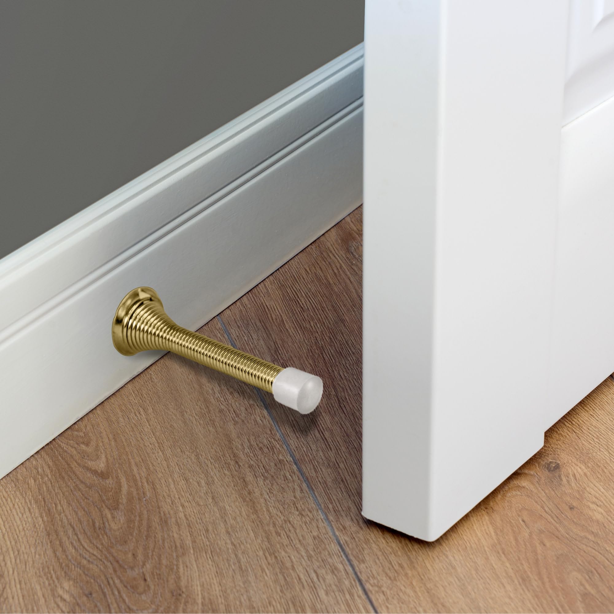 10-Pack Polished Brass Spring Door Stops, Flexible Door Stopper with Rubber Tip – Spring Door Stopper – Design House, 181693 - Image 8