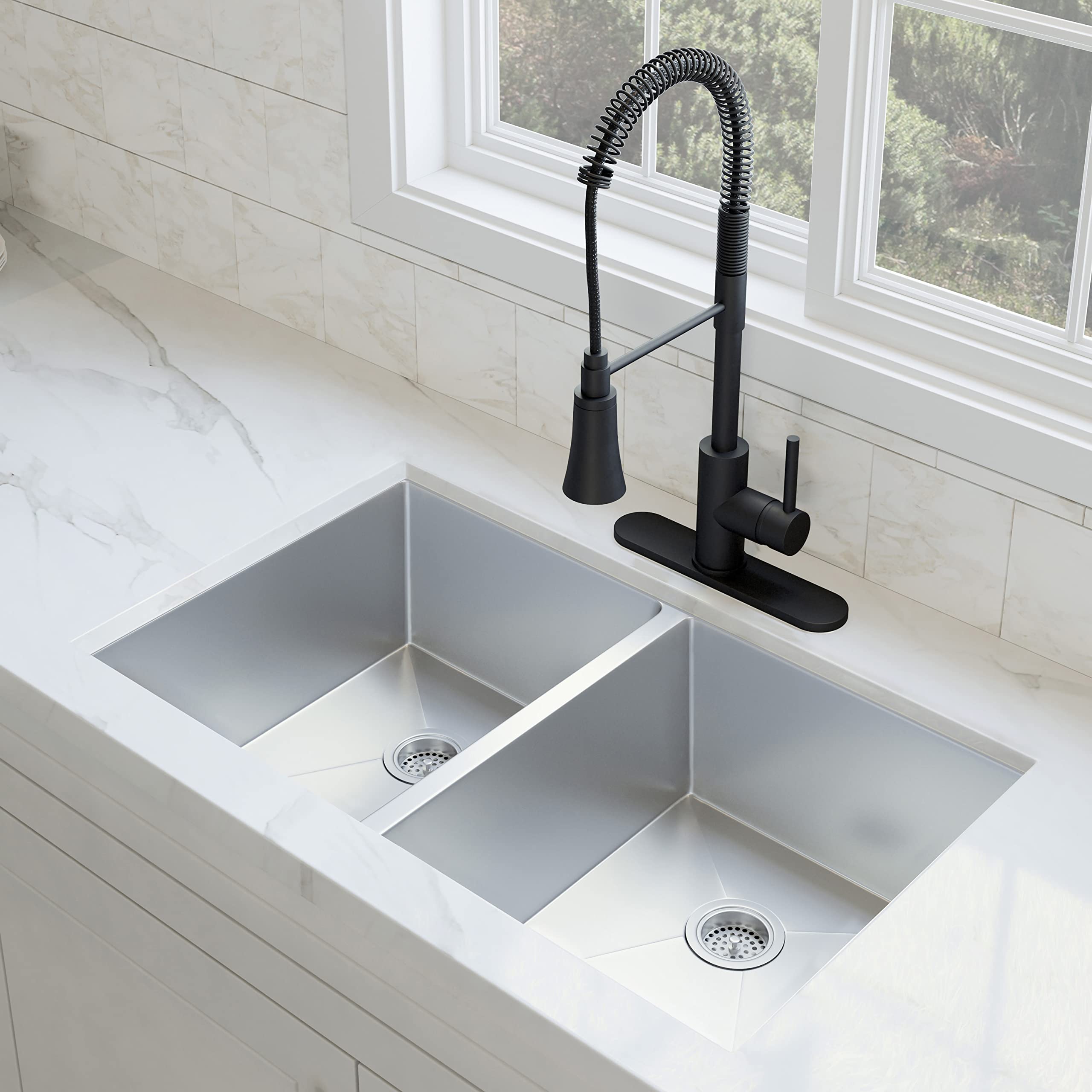 Design House 110023 Rectangular Double Bowl 32x18x10-inch 18-Gauge Undermount Kitchen Sink, Stainless Steel - Image 7