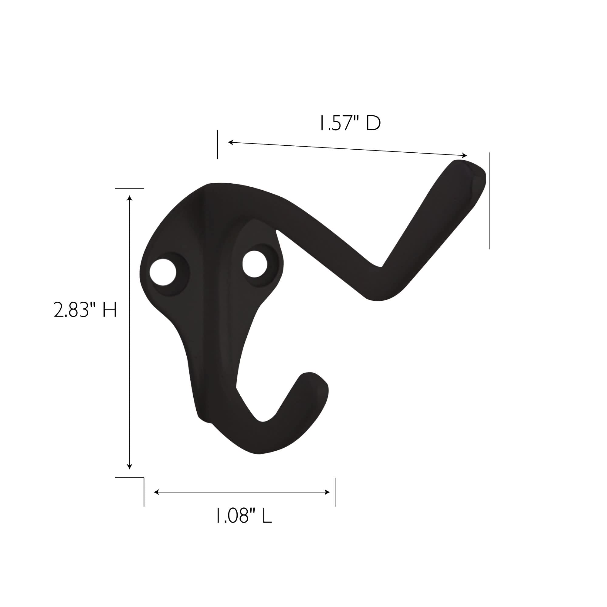 Design House 188144 Classic 3-inch Double Hat and Coat Hook for Bathroom Bedroom Closet Kitchen or Office Matte Black 5-Pack - Image 4