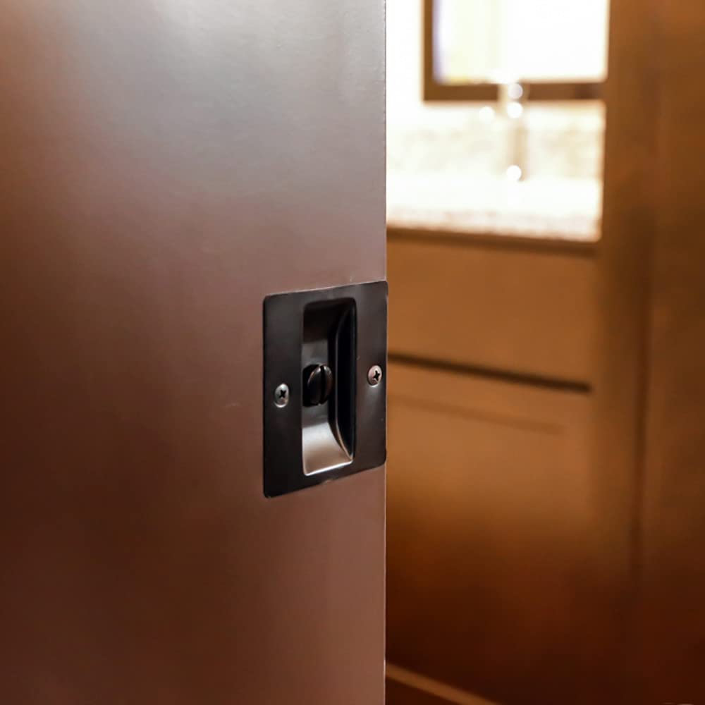 Design House 2-Pack Sliding Door Lock - Contemporary Square Pocket Door Hardware, Oil Rubbed Bronze, Design House 182139 - Image 4