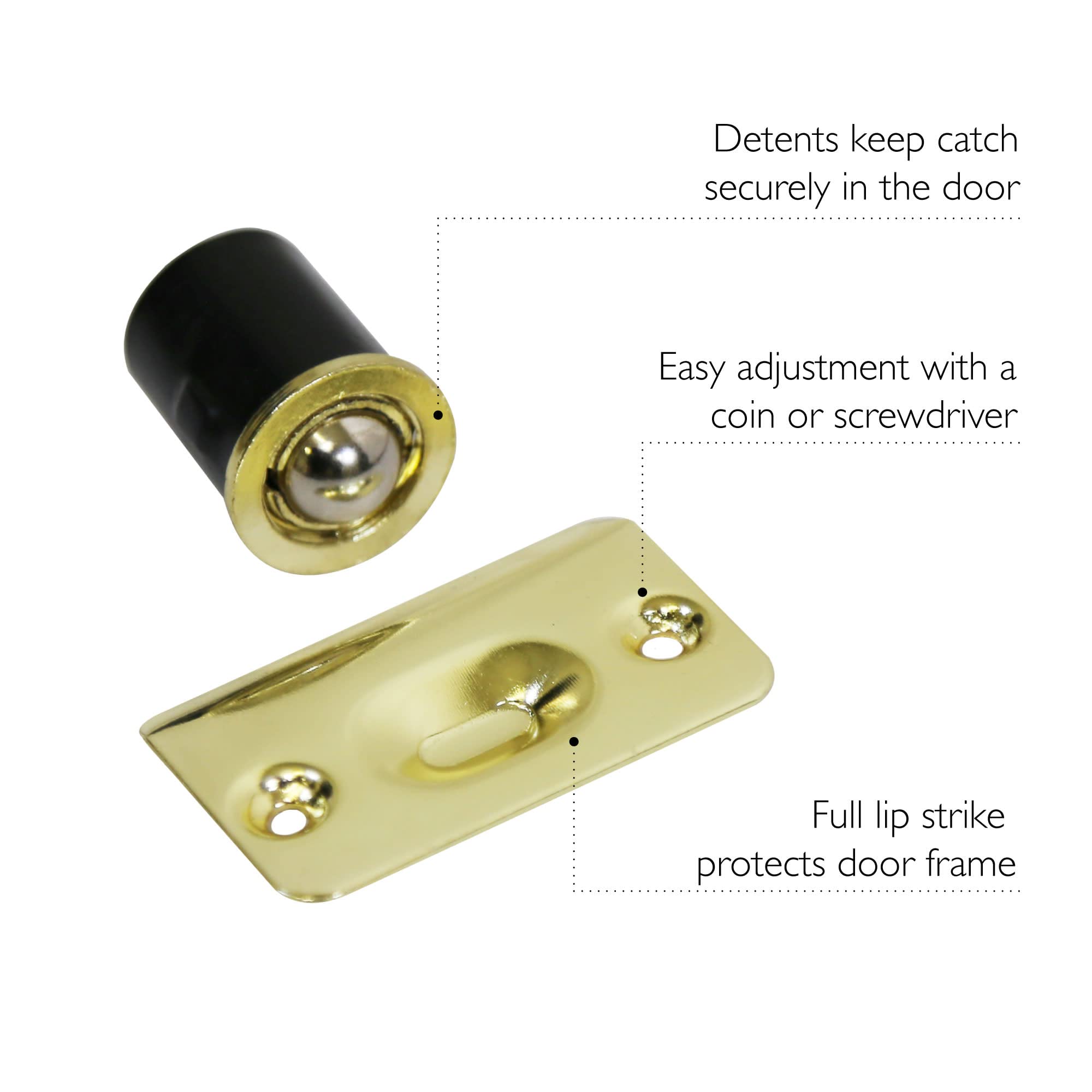 Design House 206276 Drive-in Ball Catch for Closet Doors with Dummy Hardware in Home or Office Polished Brass 2-Pack - Image 3