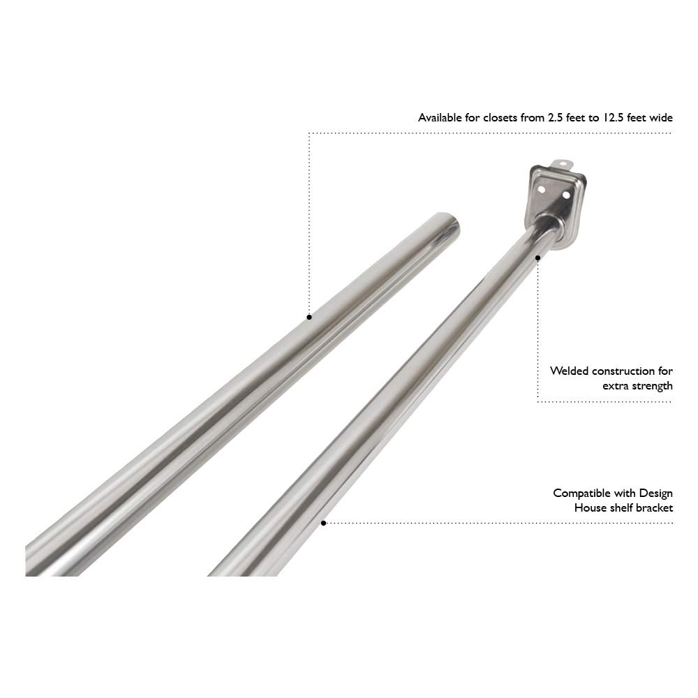 Design House 40 Inch to 72 Inch Adjustable Closet Rod for Hanging Clothes, Polished Chrome, Heavy Duty Steel Construction – Design House, 206052 - Image 6