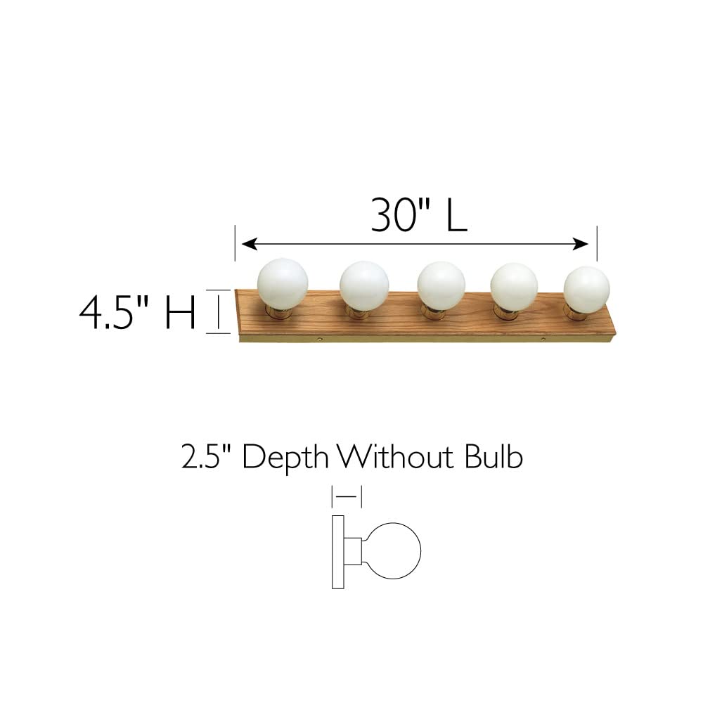 Design House 500215 5-Light Vanity Strip Light Contemporary Dimmable for Bathroom, Bedroom, Makeup Vanity, Honey Oak - Image 4