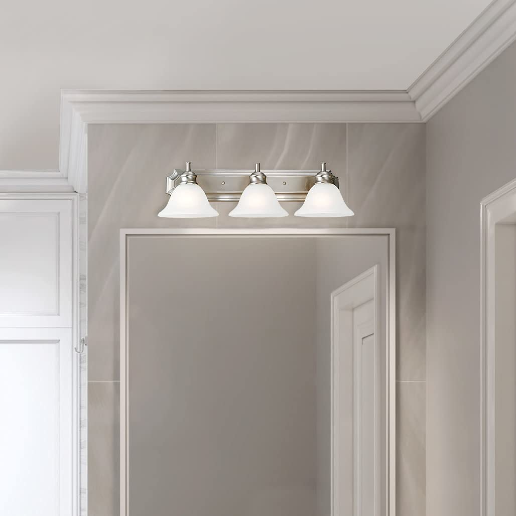Design House 510263 Bristol Vanity Light Dimmable with Frosted Glass for Above Bathroom Mirror, 3, Satin Nickel - Image 8