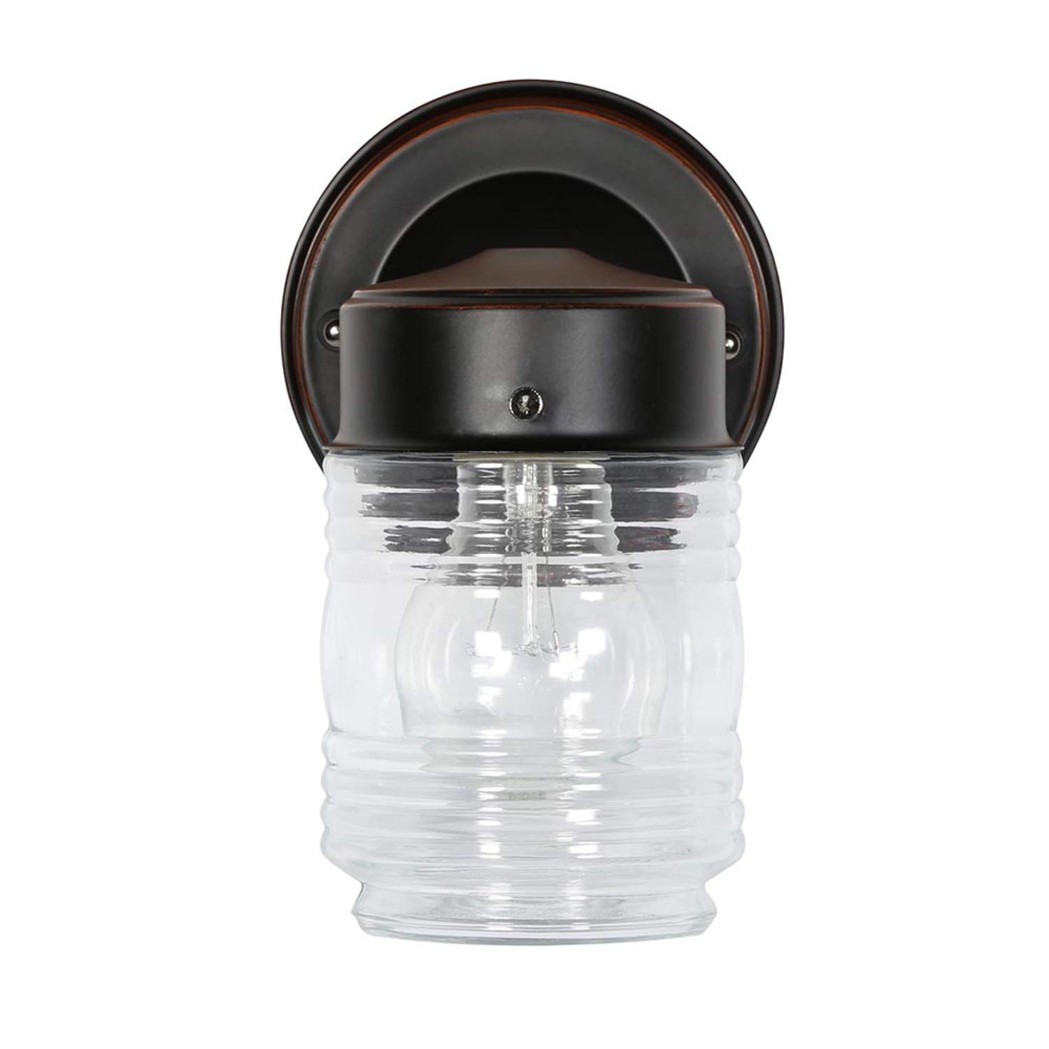 Design House 587311 Jelly Jar Classic 1-Light 2-Pack Indoor/Outdoor Wall Light with Clear Ribbed Glass for Entryway Porch Patio, Oil Rubbed Bronze - Image 5
