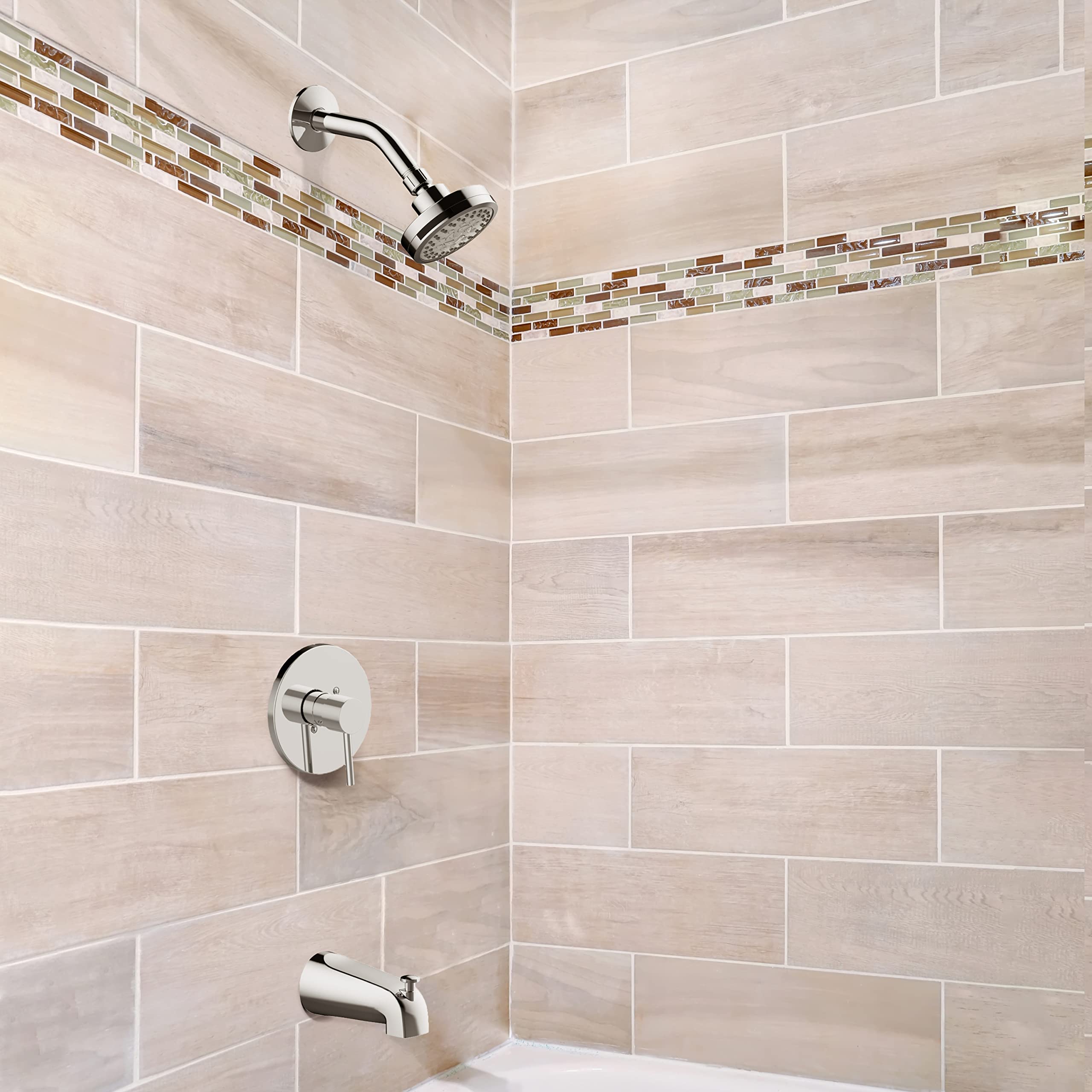 Design House 594051 Eastport II Contemporary Bath and Shower Trim with Single-Function Shower Head, Single-Handle Faucet, Escutcheon and Valve for Bathroom, Polished Chrome - Image 6