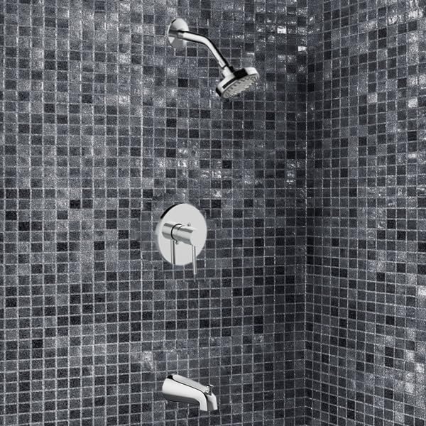 Design House 594051 Eastport II Contemporary Bath and Shower Trim with Single-Function Shower Head, Single-Handle Faucet, Escutcheon and Valve for Bathroom, Polished Chrome - Image 7