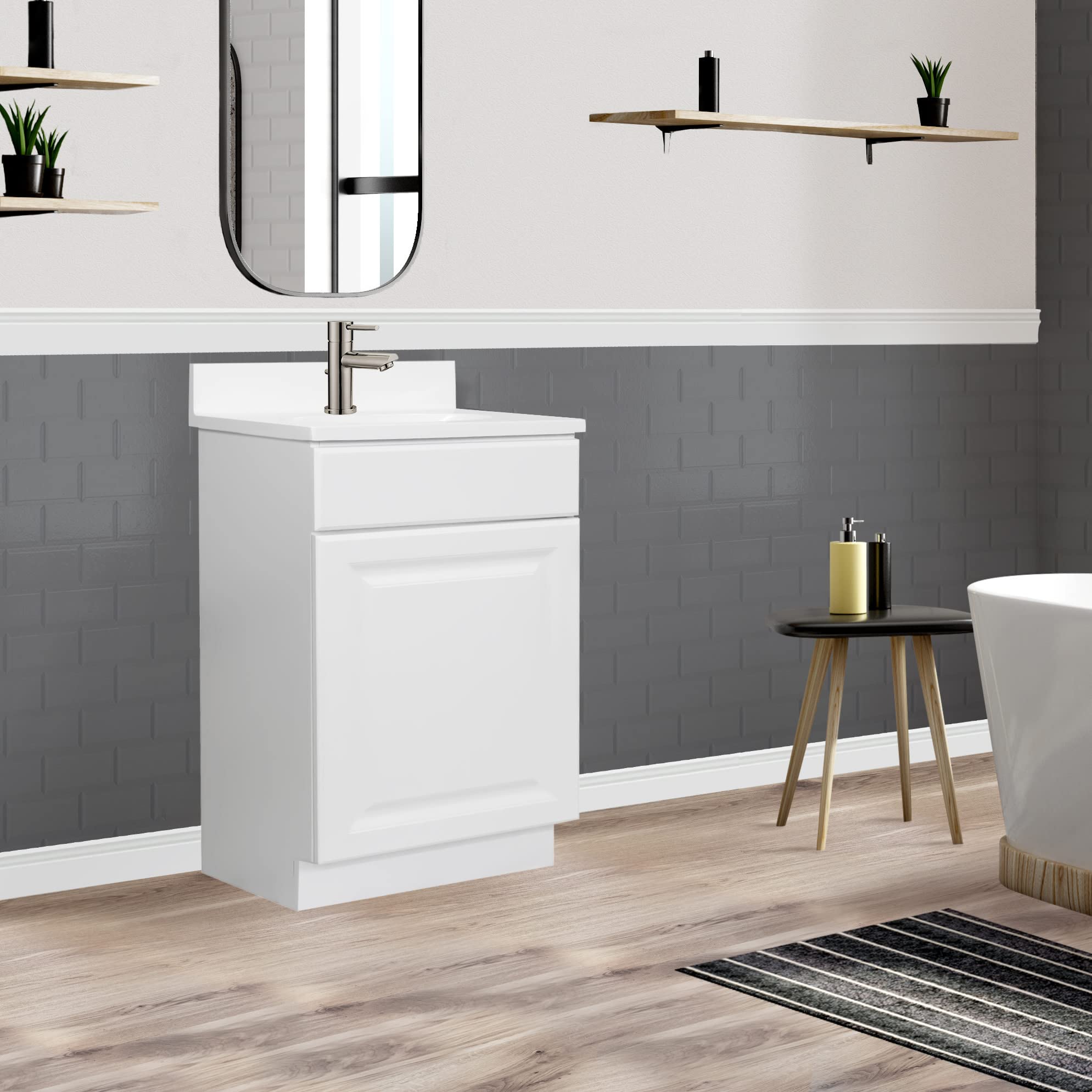 Design House 597112 Wyndham Unassembled Bathroom Vanity Cabinet Without Top, 18 x 16/1 Door, White - Image 6