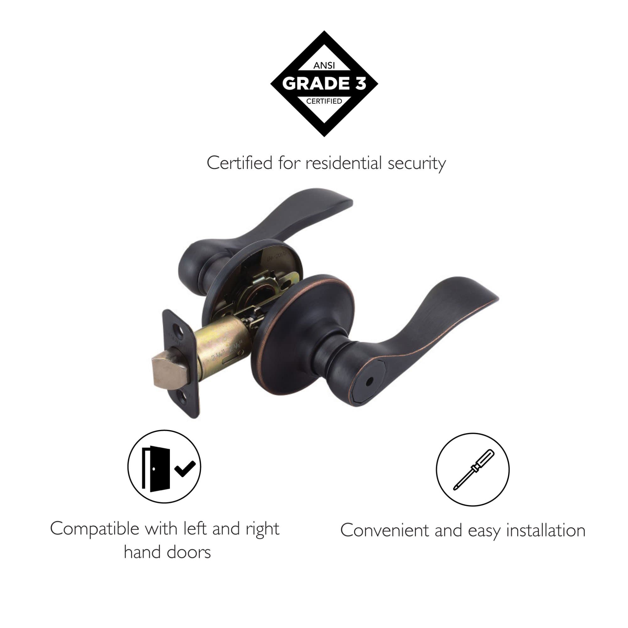 Design House 700534 Springdale Privacy Bed and Bath Door Lever Oil Rubbed Bronze - Image 4