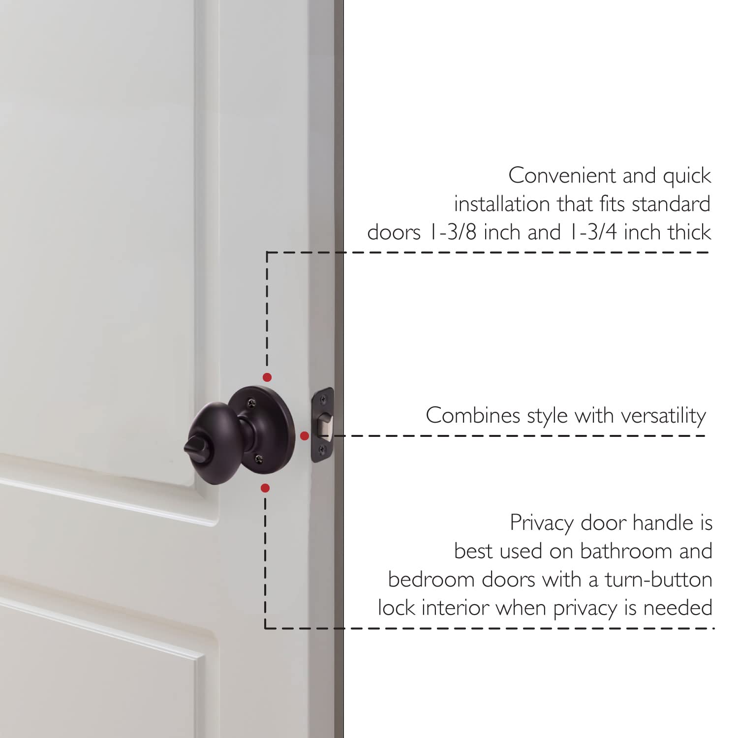 Design House 779181 Egg Privacy Bed and Bath Door Knob Matte Black - Image 4