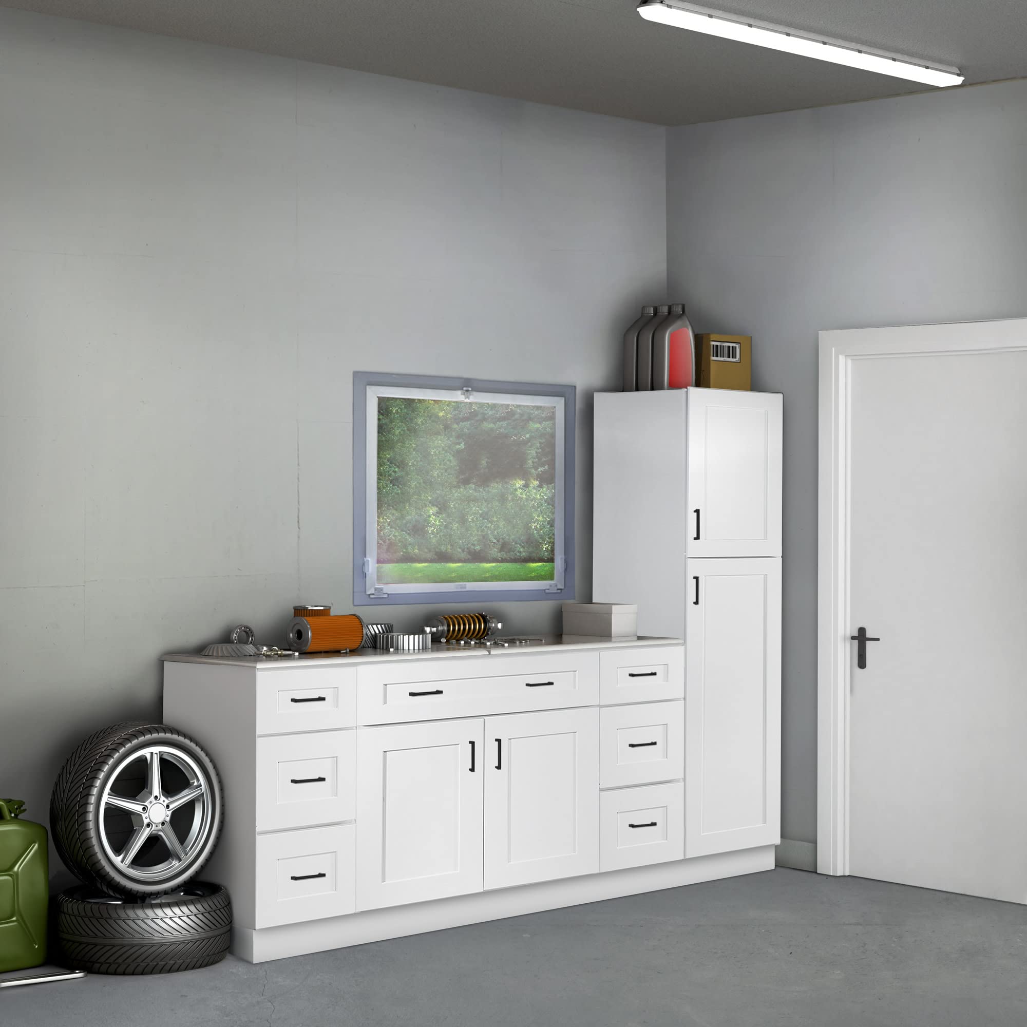 Design House Brookings Shaker Unassembled Sink Base Kitchen Cabinet SB36, 36 W x 24 D x 34.5 H, Painted White, Solid Wood, Design House, 561498 - Image 11