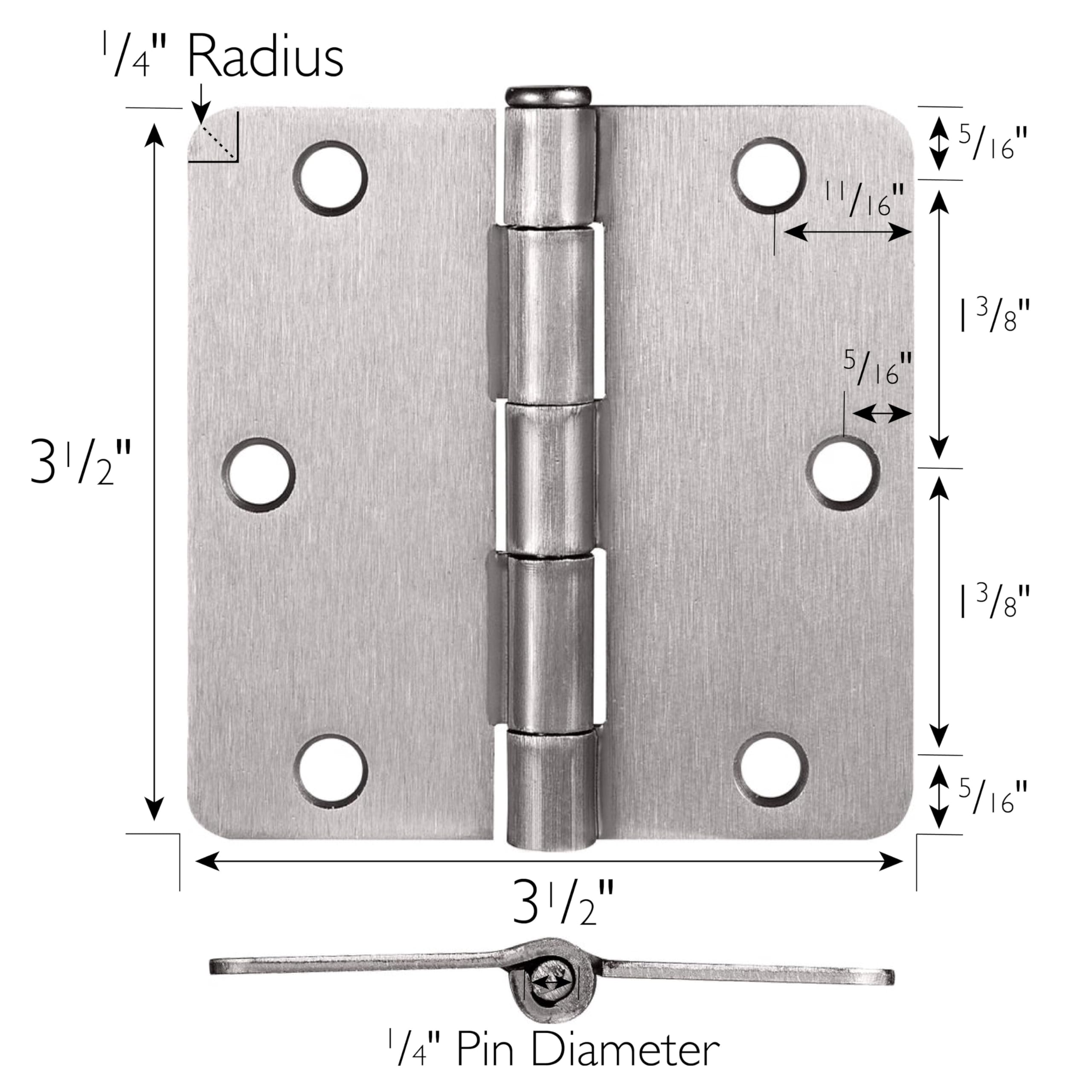 Design House Door Hinges for Interior Doors 3-Pack 3-1/2-inch x 3-1/2-inch, Design House 1/4-inch Radius Steel Door Hinge Door Hardware, Satin Nickel, 181354 - Image 5