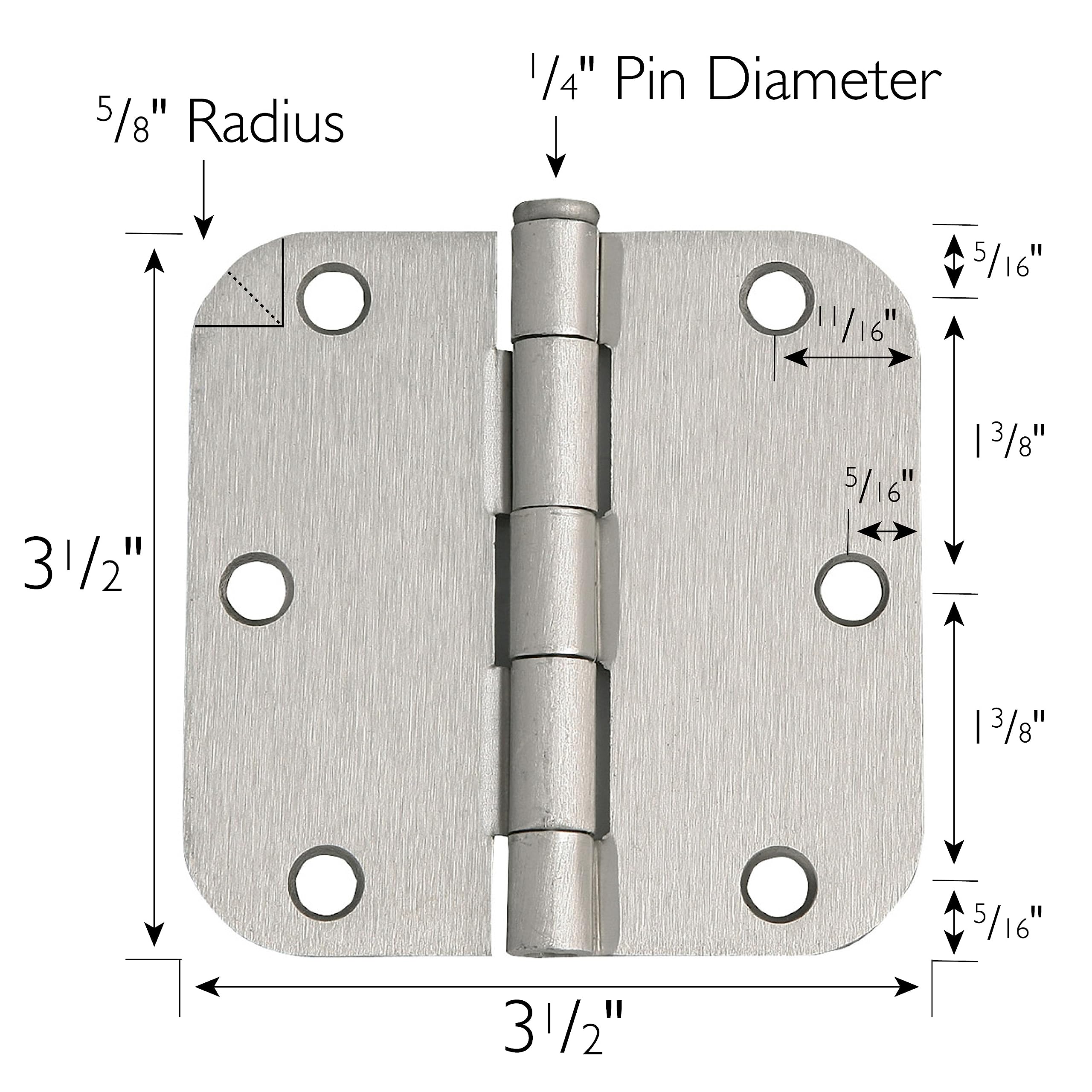 Design House Interior Door Frame Hinges, Water Resistant, Pre-Lubricated, For Left or Right-Handed Doors, Steel Construction, Easy Install, Satin Nickel, 3-Pack, 3.5 in. L x 3.5 in. W, 181412 - Image 5