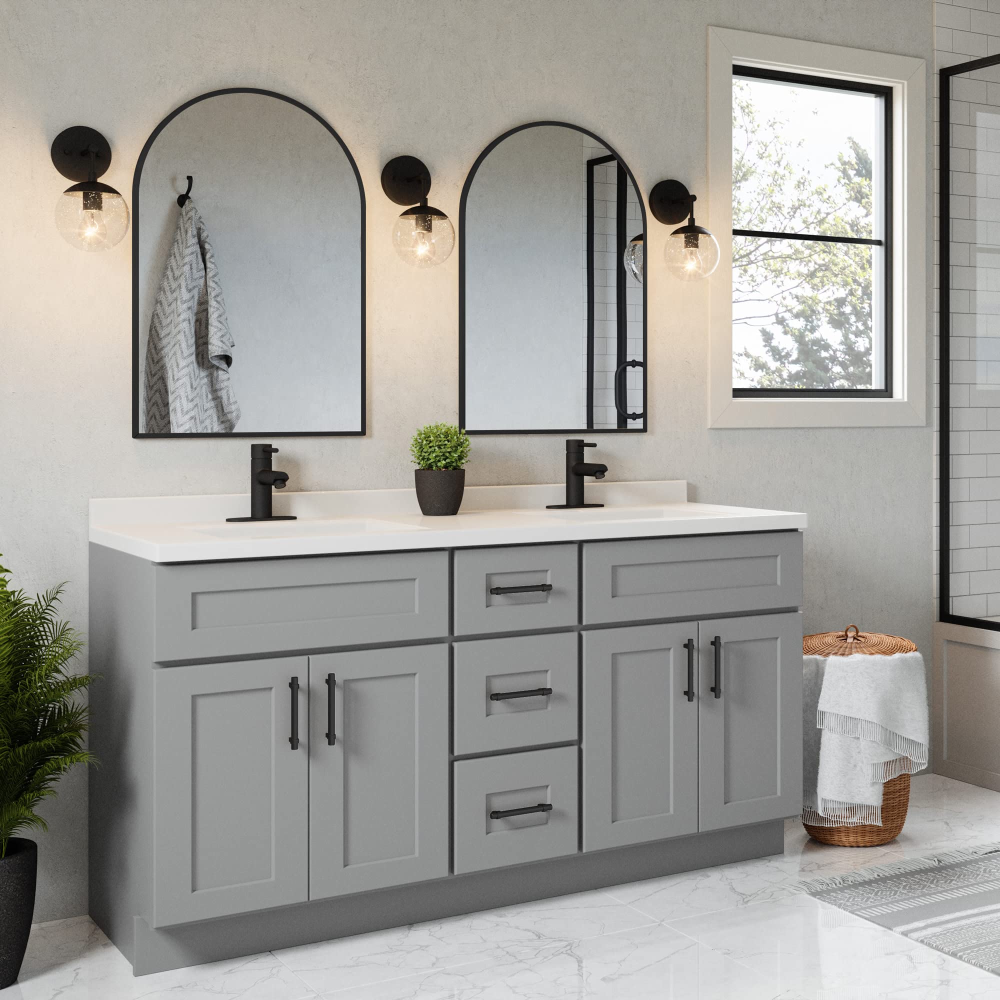 Design House Maeve Arched Wall Accent Mirror, 30" H x 20" L, Modern Metal Framed, Living Room, Bedroom, Bathroom Vanity Mirror, Black, 596528-BLK - Image 11