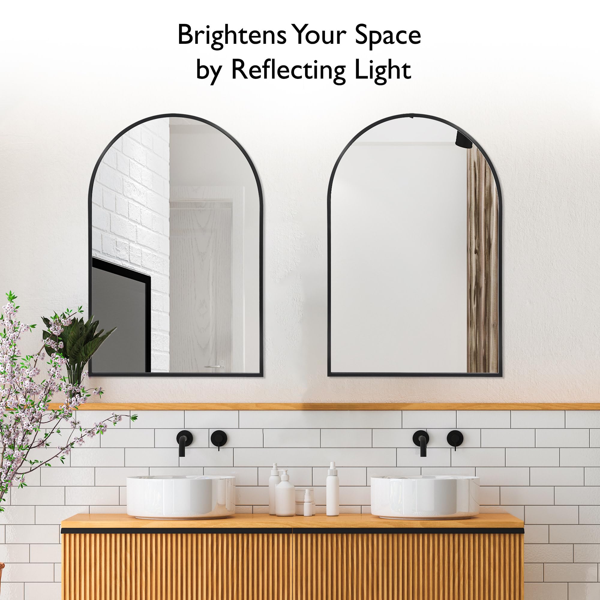 Design House Maeve Arched Wall Accent Mirror, 30" H x 20" L, Modern Metal Framed, Living Room, Bedroom, Bathroom Vanity Mirror, Black, 596528-BLK - Image 8