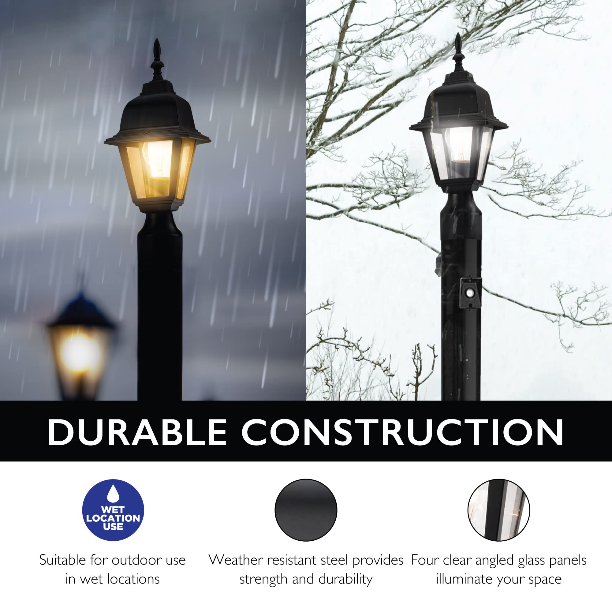 Design House Maple Street Outdoor Post Light with Clear Glass, Wet Rated for Driveway, Patio, and Garden – Design House, 507509 - Image 6
