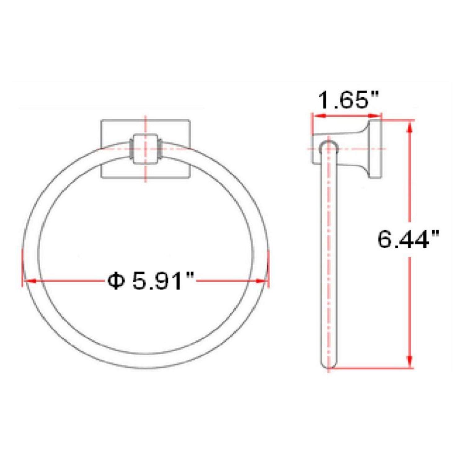 Design House Millbridge Towel Ring, Concealed Screws, Standard Wall Mount, Easy Installation, Polished Chrome, 6 in, 5.91 in L x 6.44 in W x 1.65 in H, Item 533091 - Image 4